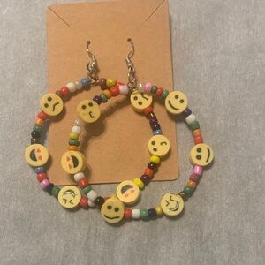 Colorful Emoji Beaded Hoop Earrings